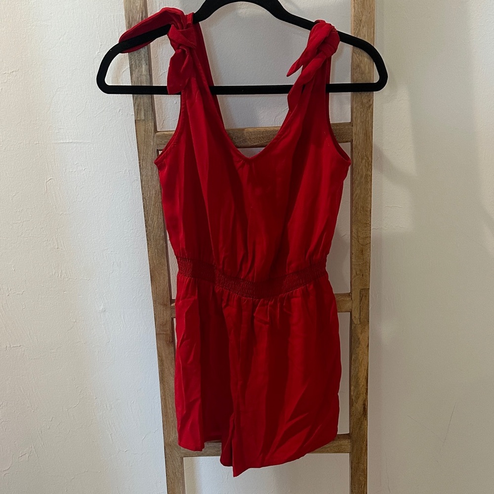 BeBop Red Kids Romper with Button Accents
